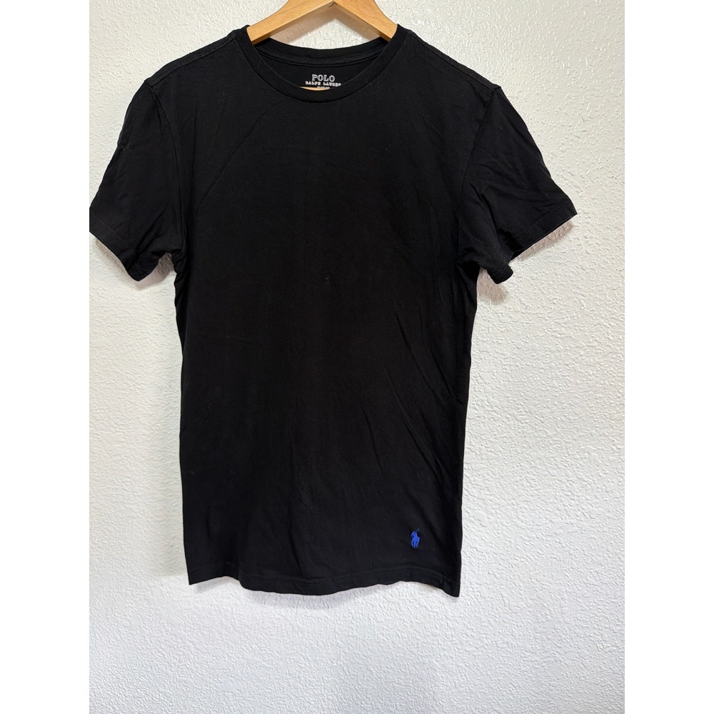 Polo Ralph Lauren Mens Slim Fit T-Shirt Black Blue Pony Logo Size M Short Sleeve